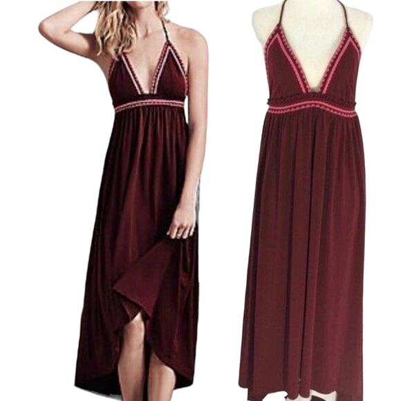 NWT Express Halter Goddess Embroidered Trim Maxi
Dress Size M S Hi Lo $150 - Picture 4 of 5